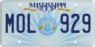 MS license plate MOL929