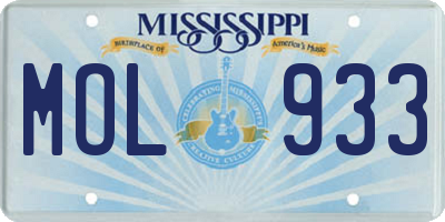 MS license plate MOL933