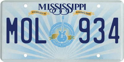 MS license plate MOL934