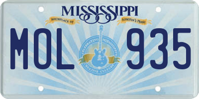 MS license plate MOL935