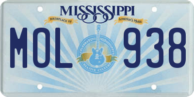 MS license plate MOL938