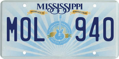 MS license plate MOL940