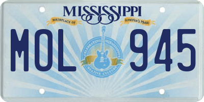 MS license plate MOL945