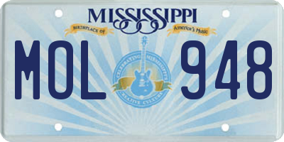 MS license plate MOL948