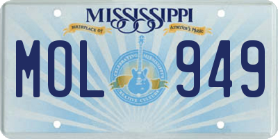 MS license plate MOL949