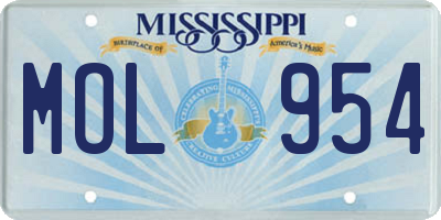 MS license plate MOL954