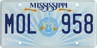 MS license plate MOL958