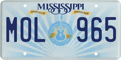 MS license plate MOL965
