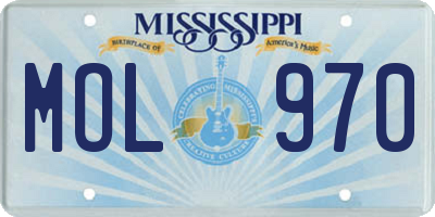 MS license plate MOL970