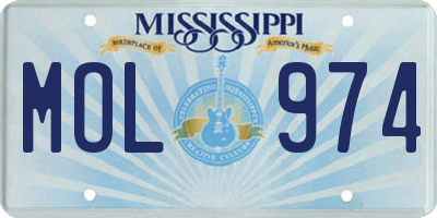 MS license plate MOL974