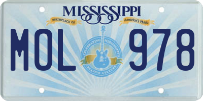 MS license plate MOL978