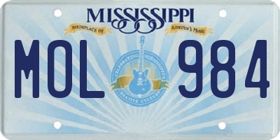 MS license plate MOL984