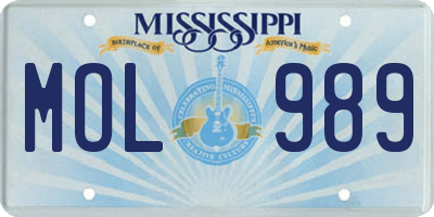 MS license plate MOL989