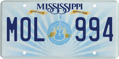 MS license plate MOL994