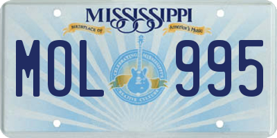 MS license plate MOL995
