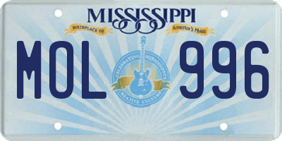 MS license plate MOL996