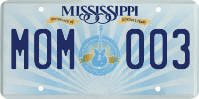 MS license plate MOM003