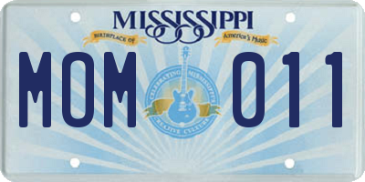 MS license plate MOM011