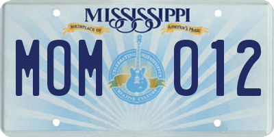 MS license plate MOM012