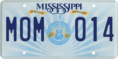MS license plate MOM014