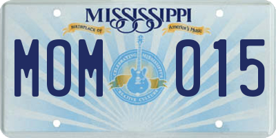 MS license plate MOM015