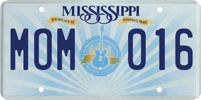 MS license plate MOM016