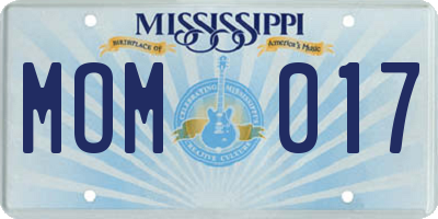 MS license plate MOM017