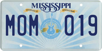 MS license plate MOM019
