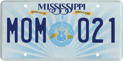MS license plate MOM021