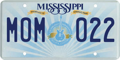 MS license plate MOM022