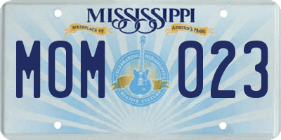 MS license plate MOM023
