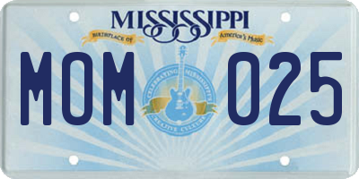 MS license plate MOM025