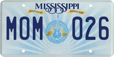 MS license plate MOM026