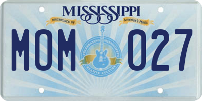 MS license plate MOM027