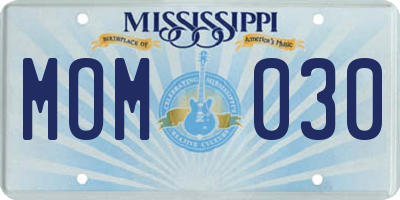 MS license plate MOM030