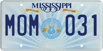 MS license plate MOM031