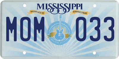 MS license plate MOM033