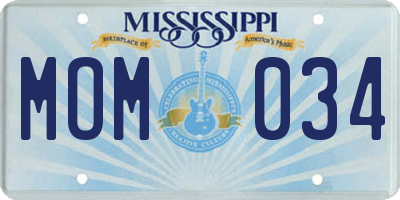 MS license plate MOM034