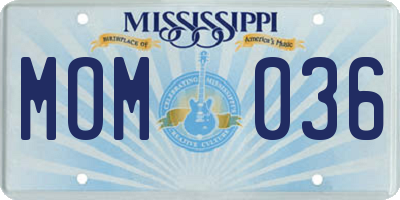MS license plate MOM036