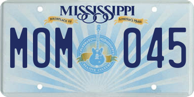 MS license plate MOM045