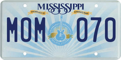 MS license plate MOM070