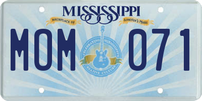 MS license plate MOM071