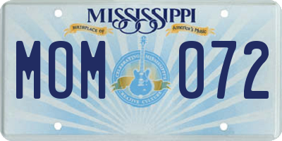 MS license plate MOM072