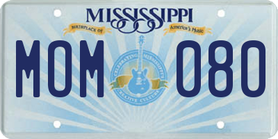 MS license plate MOM080