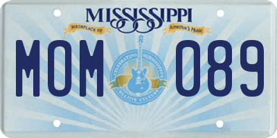 MS license plate MOM089
