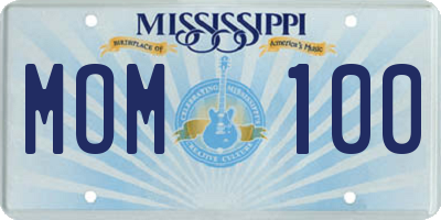 MS license plate MOM100
