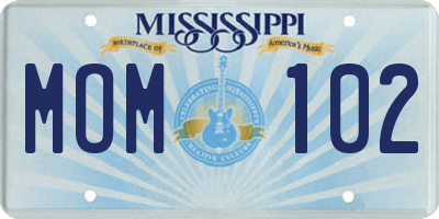 MS license plate MOM102