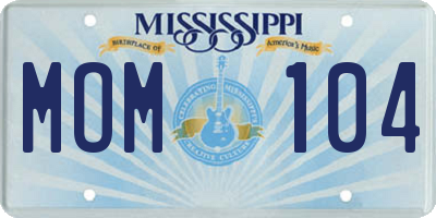 MS license plate MOM104