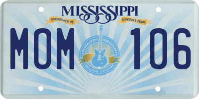 MS license plate MOM106