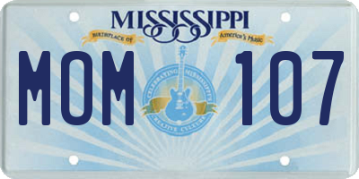 MS license plate MOM107